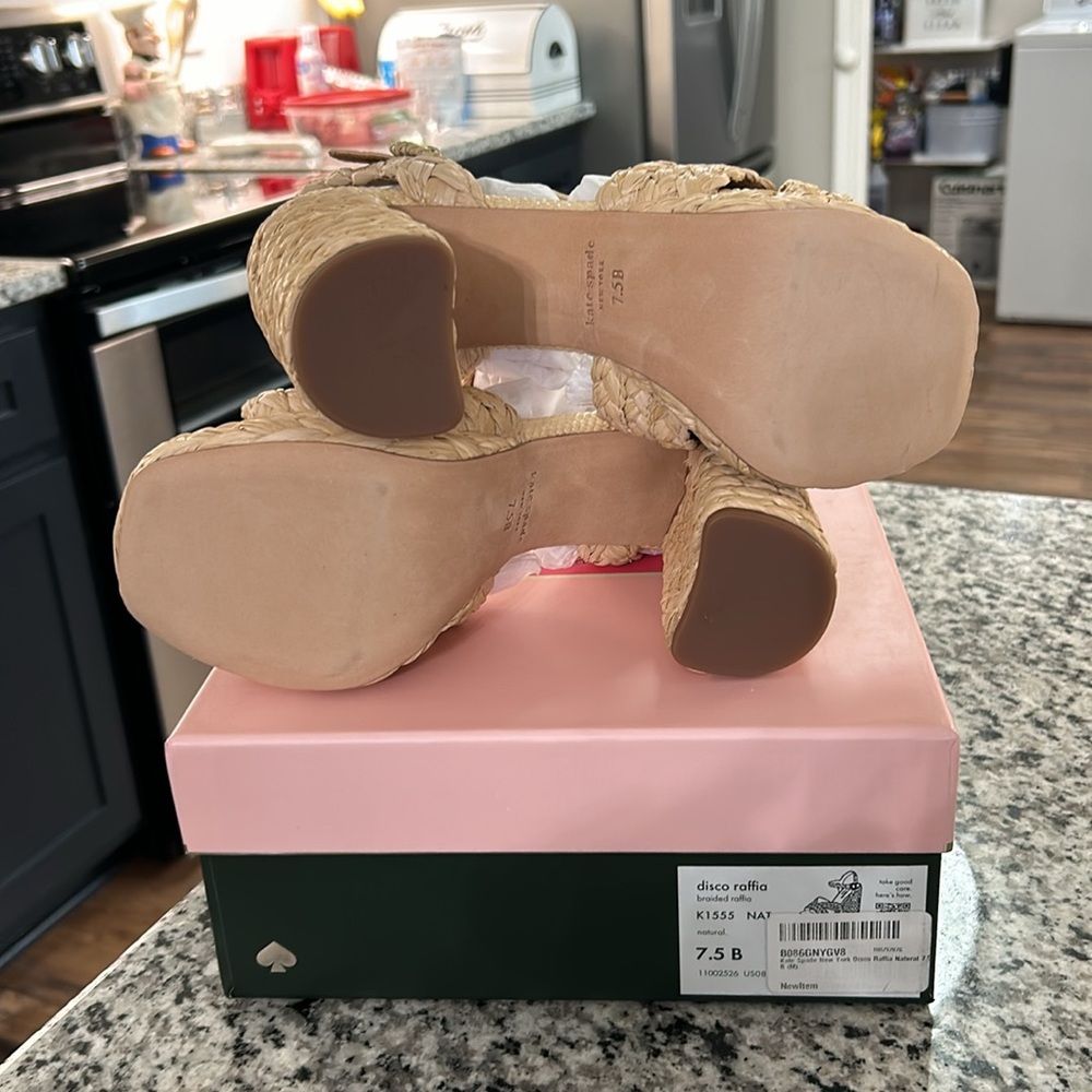 Kate Spade New York Disco Raffia Dress Sandals - Natural Size 7.5 - Picture 14 of 14